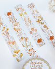 Premium Handmade Washi Tape Mellow Flower 15mm x 10m - 4 pieces and 2 washi tapes on the table with a white flower branch