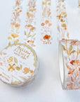 Premium Handmade Washi Tape Mellow Flower 15mm x 10m - 4 pieces and 2 washi tapes on the table with a white flower branch