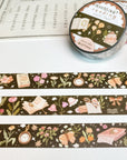 Premium Handmade Washi Tape Moonlight Reading 15mm x 10m - 3 pieces and 3 washi tapes on the table with a chapter sheet