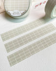 Premium Handmade Washi Tape Morning Dew 15mm x 10m - 3 pieces and 2 washi tapes on the table with a pink flower branch, a heading chapter
