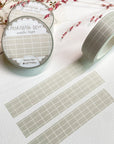 Premium Handmade Washi Tape Morning Dew 15mm x 10m - 3 pieces and 3 washi tapes on the table with a pink flower branch, a heading chapter
