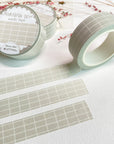 Premium Handmade Washi Tape Morning Dew 15mm x 10m - 3 pieces and 3 washi tapes on the table with a pink flower branch, a heading chapter