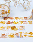 Premium Handmade Washi Tape Morning Poetry 15mm x 10m - 3 pieces and 2 washi tapes on the table with a white flower branch
