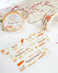 Premium Handmade Washi Tape Plan Your Day 15mm x 10m - 3 pieces and 3 washi tapes on the table with a pink flower branch, a heading chapter, a sticker sheet