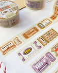 Premium Handmade Washi Tape Positive Vibes 15mm x 10m - 4 pieces and 3 washi tapes on the table with a dark maroon flower branch