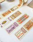 Premium Handmade Washi Tape Positive Vibes 15mm x 10m - 4 pieces and 4 washi tapes on the table with a dark maroon flower branch