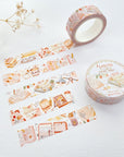 Premium Handmade Washi Tape Reading Time 15mm x 10m - 2 washi tapes on the table with a white flower branch