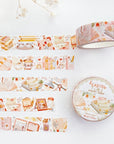 Premium Handmade Washi Tape Reading Time 15mm x 10m - 2 washi tapes on the table with a flower branch
