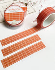 Premium Handmade Washi Tape Terracotta 15mm x 10m - 3 pieces and 3 washi tapes on the table with a pink flower branch, a heading chapter