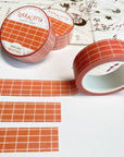 Premium Handmade Washi Tape Terracotta 15mm x 10m - 3 pieces and 3 washi tapes on the table with a pink flower branch, a heading chapter