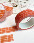 Premium Handmade Washi Tape Terracotta 15mm x 10m - 2 pieces and 3 washi tapes on the table with a pink flower branch