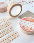 Premium Handmade Washi Tape Warm Heart 15mm x 10m - 4 pieces and 3 washi tapes on the table with a dark maroon flower branch