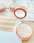 Premium Handmade Washi Tape Warm Line 15mm x 10m - 4 pieces and 4 washi tapes on the table with a dark maroon flower branch, a sticker sheet, a chapter heading