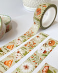 Premium Handmade Washi Tape Wild Flower 15mm x 10m - 4 pieces and 3 washi tapes on the table