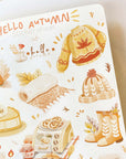 Premium Handmade Sticker Sheet Autumn in my Heart 105mm x 148mm - a sheet on the table