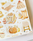 Premium Handmade Sticker Sheet Autumn in my Heart 105mm x 148mm - a sheet on the table