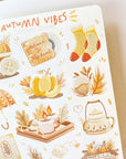 Premium Handmade Sticker Sheet Autumn in my Heart 105mm x 148mm - a sheet on the table
