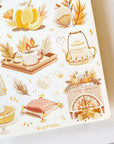 Premium Handmade Sticker Sheet Autumn in my Heart 105mm x 148mm - a sheet on the table