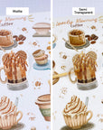 Premium Handmade Sticker Sheet Coffee 105mm x 148mm - 2 types of sheet on the table