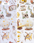 Premium Handmade Sticker Sheet Dark Magic 105mm x 148mm - 2 types of sheet on the table