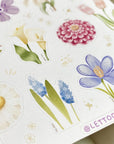 Premium Handmade Sticker Sheet Floral Desire 105mm x 148mm - a sheet on the table