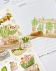 Premium Handmade Sticker Sheet Spring Garden 105mm x 148mm - 3 pieces on the stick a sheet on the table
