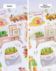 Premium Handmade Sticker Sheet Spring Garden 105mm x 148mm - 2 types of sheet on the table