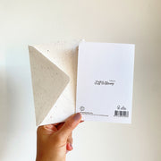 Back of the card with the Tuk Tuk & Stroop collection mark, FSC paper and the envelope