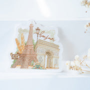 Beautiful handmade Bonjour Paris Vinyl Sticker stationery - created by Lettoon