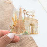 Beautiful handmade Bonjour Paris Vinyl Sticker stationery - created by Lettoon