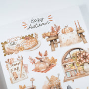 Beautiful handmade Cozy Autumn Set Sticker Sheets stationery - created by Lettoon