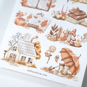 Beautiful handmade Cozy Autumn Set Sticker Sheets stationery - created by Lettoon