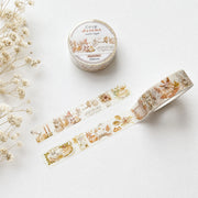 Cozy Autumn washi tape roll unrolled with autumn watercolor strips