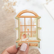 Beautiful handmade Cozy Desk Vinyl Sticker stationery - created by Lettoon