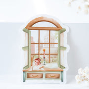 Beautiful handmade Cozy Desk Vinyl Sticker stationery - created by Lettoon