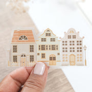 Beautiful handmade Cozy Houses Vinyl Sticker stationery - created by Lettoon