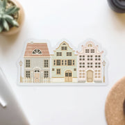 Beautiful handmade Cozy Houses Vinyl Sticker stationery - created by Lettoon