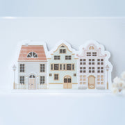 Beautiful handmade Cozy Houses Vinyl Sticker stationery - created by Lettoon