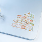 Beautiful handmade Cozy Reading Vinyl Sticker stationery - created by Lettoon