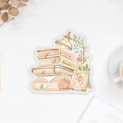 Beautiful handmade Cozy Reading Vinyl Sticker stationery - created by Lettoon