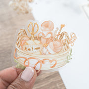 Beautiful handmade Knit Me Vinyl Sticker stationery - created by Lettoon