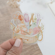 Beautiful handmade Knitting Basket Vinyl Sticker stationery - created by Lettoon