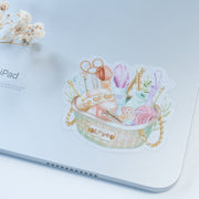 Beautiful handmade Knitting Basket Vinyl Sticker stationery - created by Lettoon