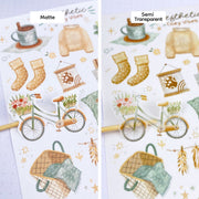 Premium Handmade Sticker Sheet 
Aesthetic Cozy 105mm x 148mm - 2 types of sheet on the table 