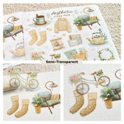 Premium Handmade Sticker Sheet 
Aesthetic Cozy 105mm x 148mm - a sheet on the table
