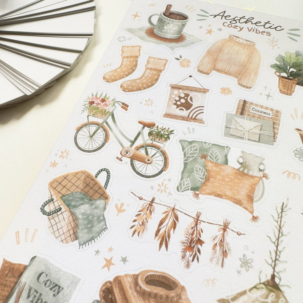 Premium Handmade Sticker Sheet - Aesthetic Cozy Vibes by Lettoon
