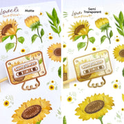 Premium Handmade Sticker Sheet Chamomile Sunflower 105mm x 148mm - 2 different types of sheet on the table 