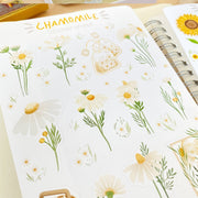Premium Handmade Sticker Sheet Chamomile Sunflower 105mm x 148mm - a sheet on the table 