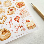 Premium Handmade Sticker Sheet 
Chocolate Lover 105mm x 148mm - a sheet on the table with a pencil 