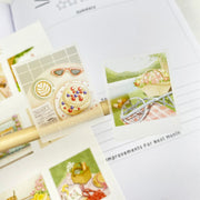 Premium Handmade Sticker Sheet Happy Summer Day 105mm x 148mm -  
2 pieces on the stick and a sheet on the table